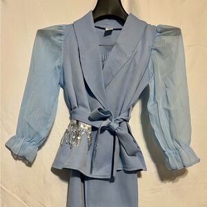 Powder Blue Pant Suit.  Size 5